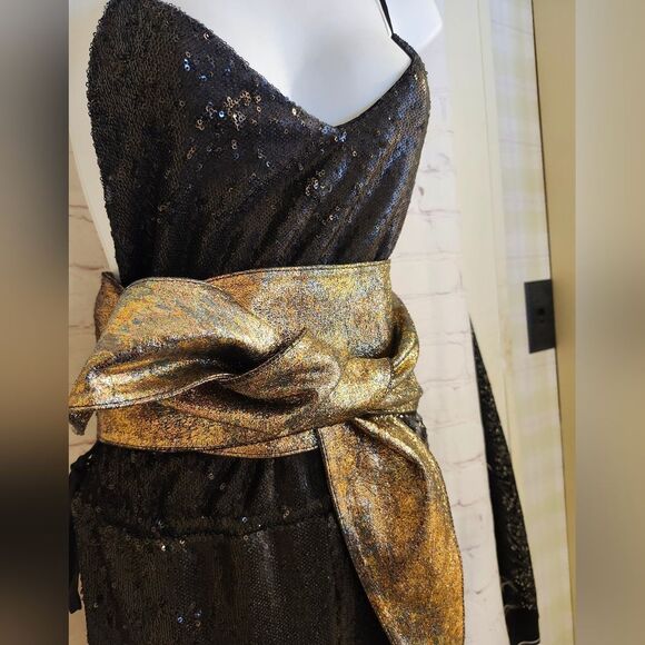 NWT Luxury Boutique Iridescent Metallic Leather Obi Wrap Belt One Size Ret. $250 main image 5